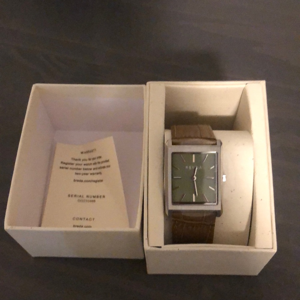Breda Virgil Square faced watch. Japan movement. New with tags.